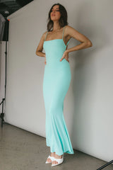 Tarah Low Back Maxi Dress Water Sprite