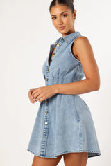 Leona Mini Dress - Denim