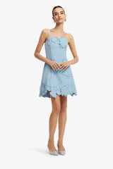 Ayla Appliqué Bustier Mini Dress - Baby Blue