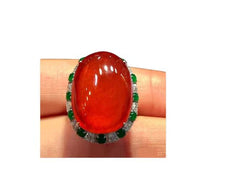 Red Chalcedony Oval Resizable Ring