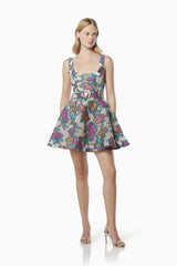 Zenobia Burnout Jacquard Mini Dress In Multi