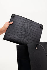 BEIS 'The Large Work Tote in Black Croc