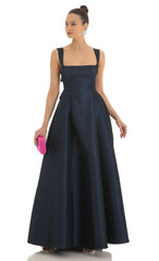 Fit and Flare Maxi Dress in Navy