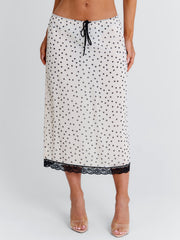 Elaina Midi Skirt Cream Polka Dot