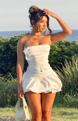 Flower Beat Strapless Mini Dress White