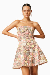 Forsythia Strapless Mini Dress In Multi