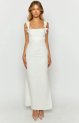 Magnus White Tie Back Maxi Dress