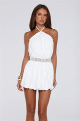 Golden Girl Hours Halter Mini Dress White