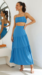 Saraya Top and Skirt Set - Cobalt Blue