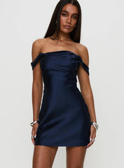 Zabbarra Off The Shoulder Mini Dress Navy