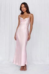 BEACNLADY The Penelope Cowl Satin Maxi Dress Pink