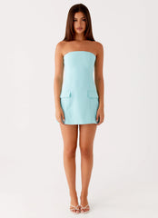 Allora Strapless Mini Dress - Turquoise