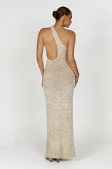 MESHKI Paisley One Shoulder Knit Maxi Dress - Wheat