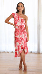Calie Midi Dress - Pink Floral