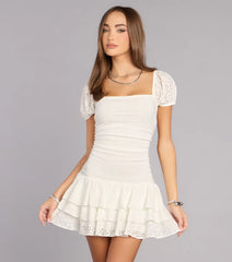 Dreamy Eyelet Ruffle Mini Dress