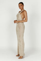 MESHKI Paisley One Shoulder Knit Maxi Dress - Wheat