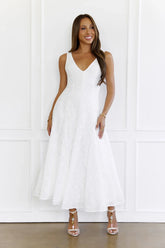 Effortless Charm Embroidered V-Neck Maxi Dress White