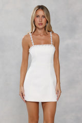 Signature Glow Satin Mini Dress White
