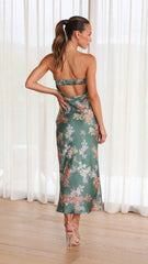 Dreamers Strapless Maxi - Green Floral