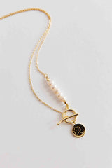 Meliza Pearl & Coin Necklace Gold