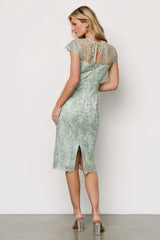 Oriana Embossed Shimmer Midi Dress | Sage
