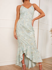 Embroidered Floral Cami Maxi Dress in Mint