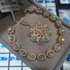 Natural Ethiopian Welo Fire Opal Pendant & Bracelet