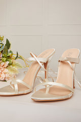 High Heel Lace-Up Sandals in Cream