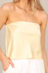 Francesca Strapless Satin Top - Yellow