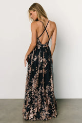 Lucienne Shimmer Maxi Gown | Navy + Rose Gold