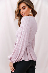 Macy Fit & Flare Wrap Top Mauve
