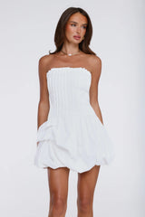 Untamed Paradise Strapless Bubble Mini Dress White