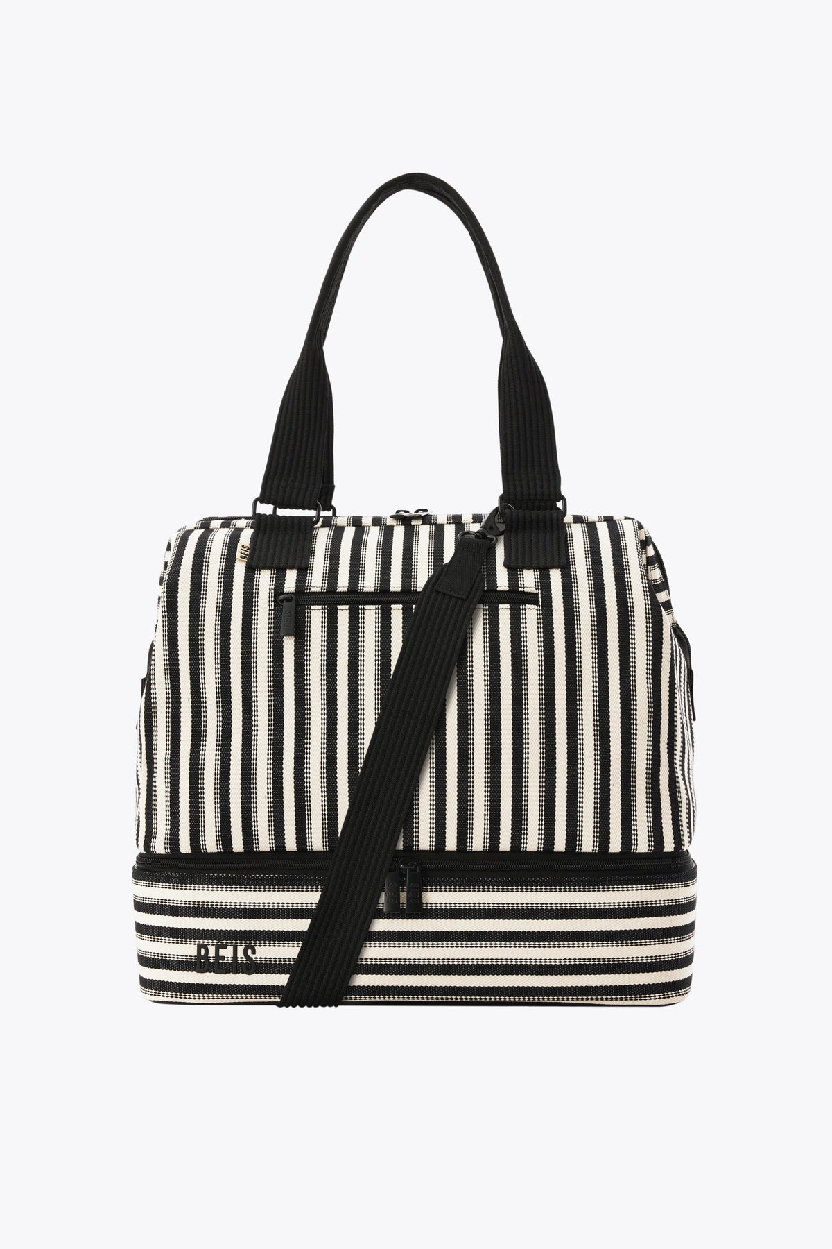 BEIS 'The Mini Weekender in Black Stripe