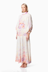 Grandeur Long Sleeved Maxi Dress In Pink