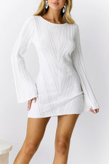 Soulful Nights Long Sleeve Mini Dress White