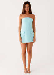 Allora Strapless Mini Dress - Turquoise