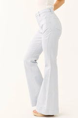 Risen Sky Blue Bell Bottom Front Pocket Jeans