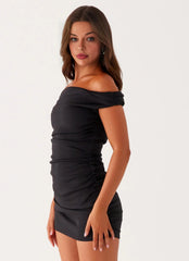 Elegeleges Exclusive - Lumi Off-Shoulder Mini Dress - Black