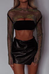 Last Call Fishnet Crop Top Black