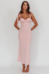 Rose Garden Tied Shoulder Midi Dress Blush
