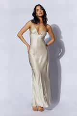 MESHKI Cora Tie Back Maxi Slip Dress - Champagne