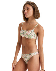 Canarias Moderate Bikini Bottom - Oil Green Wild Flower Swim