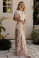 Muse Sequin Maxi Dress | Rose Gold