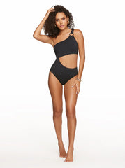 Solid Cut Out One Piece in Black