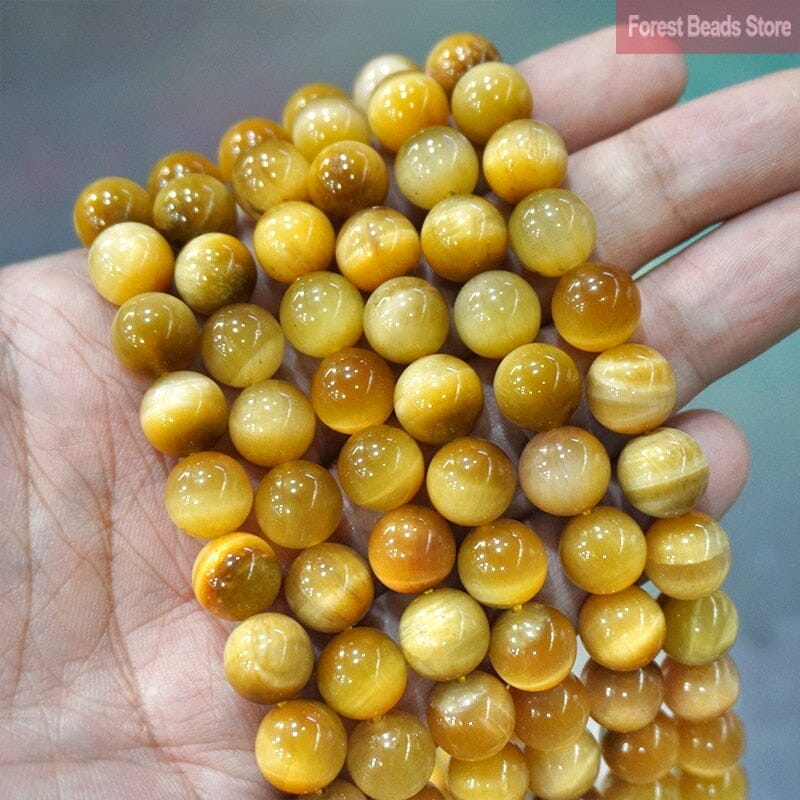 Smooth Gold Tiger Eye Agates Charms Bracelet