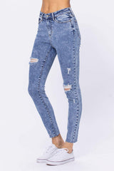 Judy Blue High Rise Acid Wash Destroyed Skinny Jeans