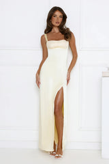 Headturner Energy Satin Maxi Dress Yellow