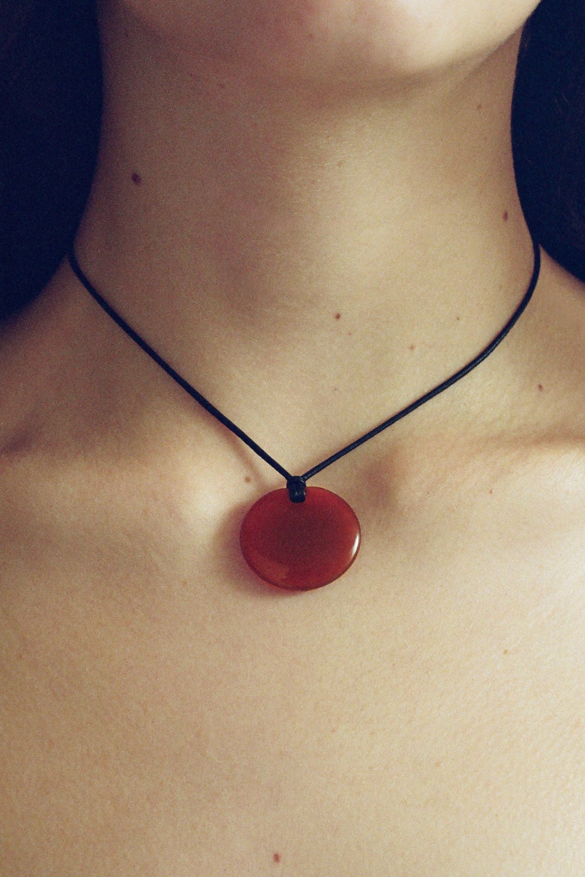 Small Full Moon Pendant in Carnelian