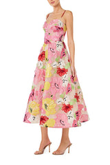 Spaghetti Strap Floral Embroidered Dress