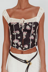 Take A Chance Drawstring Neckline Top Black